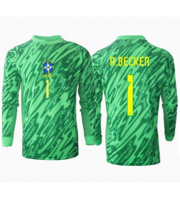 Brasilien Alisson Becker #1 Målvakt Hemmatröja Copa America 2024 Långärmad
